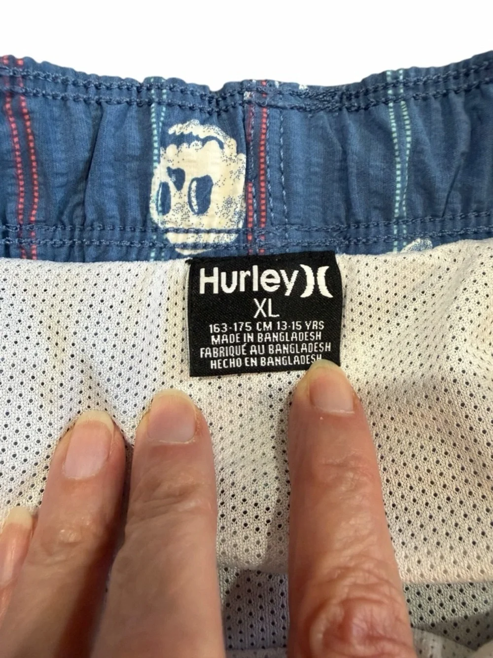 Hurley Boys XL Swim Trunks Blue Tropical Skull Print Board Shorts Mesh Lined - Picture 7 of 10